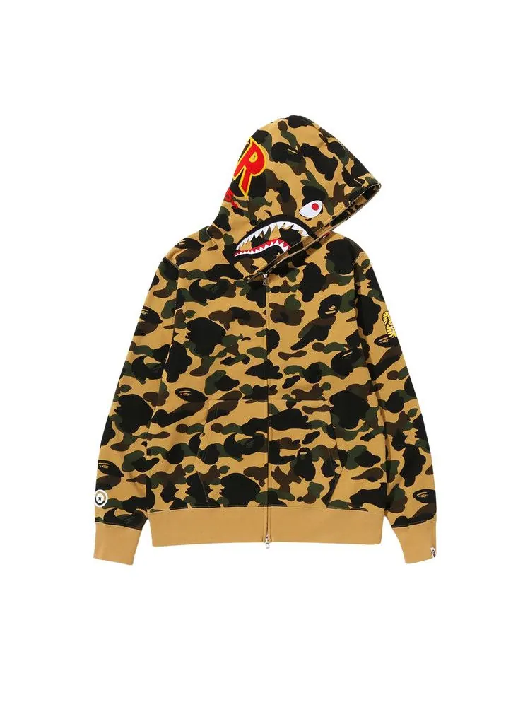 Худи BAPE 1st Camo 2nd Shark Full Zip Hoodie — изображение 1 из 2, желтый