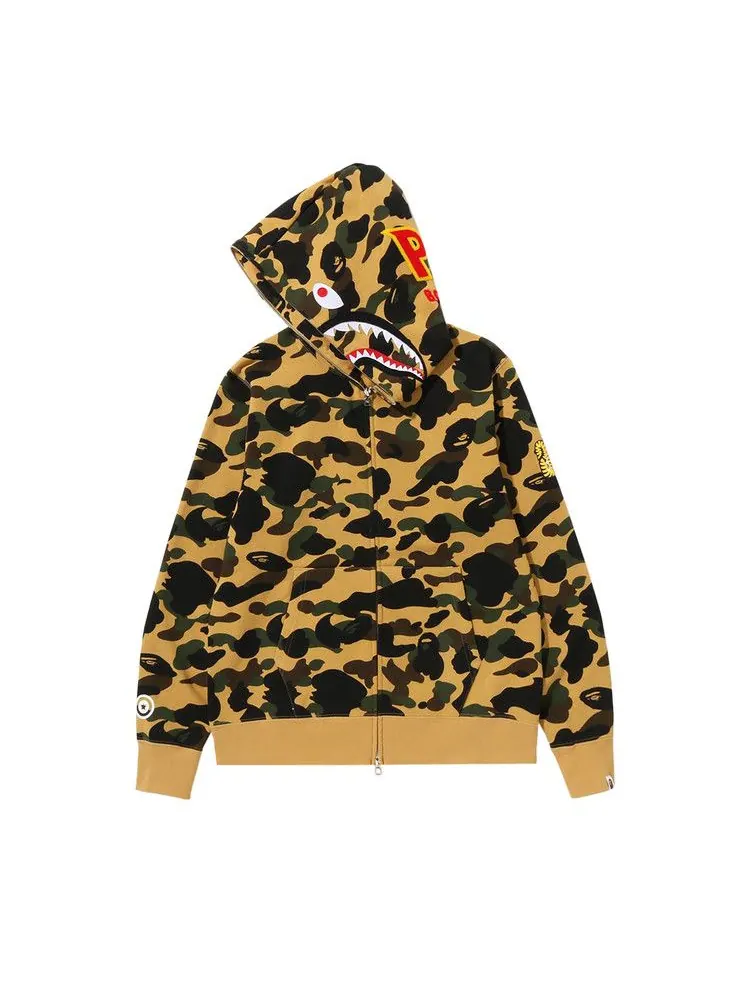 Худи BAPE 1st Camo 2nd Shark Full Zip Hoodie — изображение 2 из 2, желтый