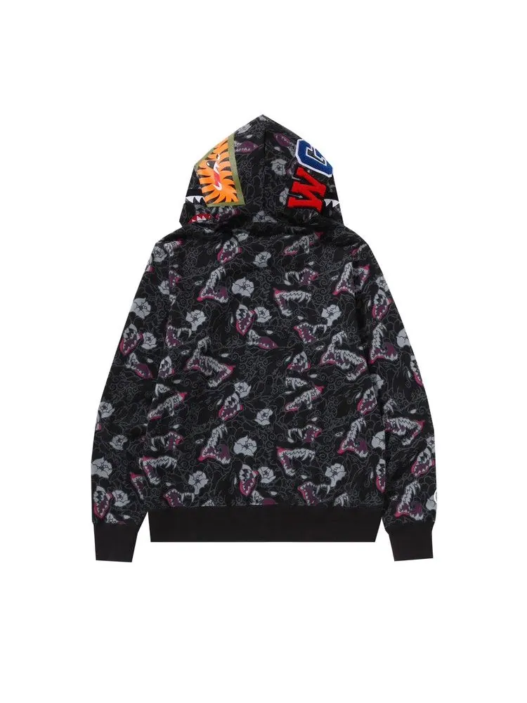Худи BAPE Japanese Tattoo Camo Shark Full Zip Hoodie — изображение 2 из 2, черный