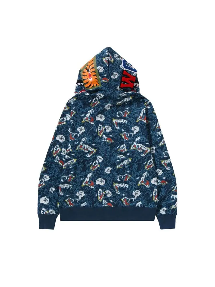 Худи BAPE Japanese Tattoo Camo Shark Fz Hoodie — изображение 2 из 2, синий