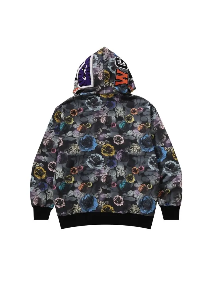 Худи BAPE Floral Camo Shark Relaxed Fit Full Zip Hoodie — изображение 3 из 3, черный