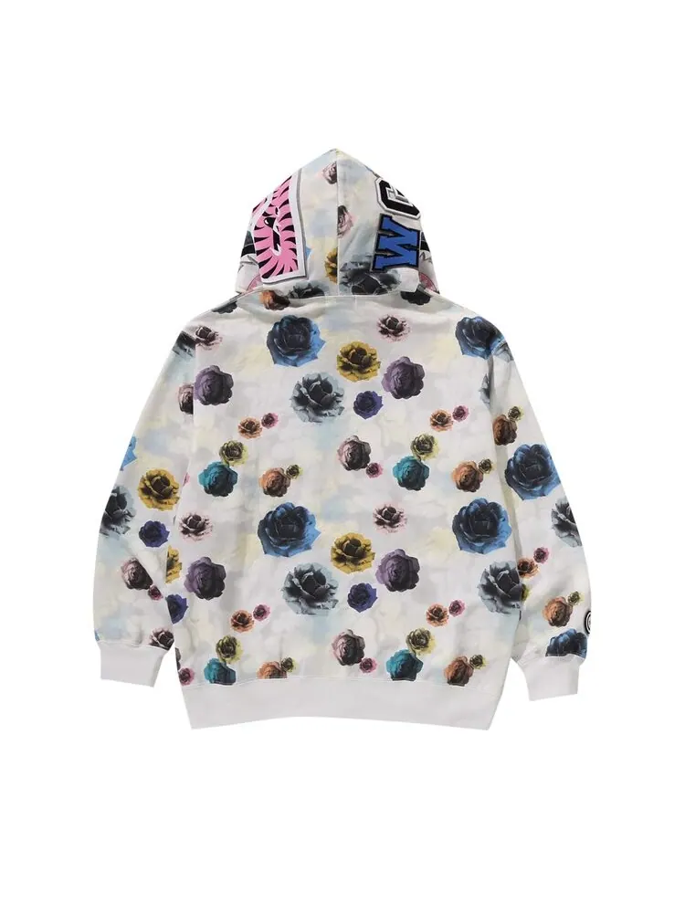 Худи BAPE Floral Camo Shark Relaxed Fit Full Zip Hoodie — изображение 3 из 3, белый
