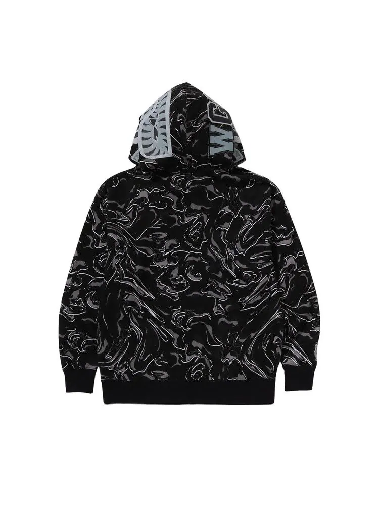 Худи BAPE Marbling Camo Shark Relaxed Fit Full Zip Hoodie — изображение 2 из 3, черный