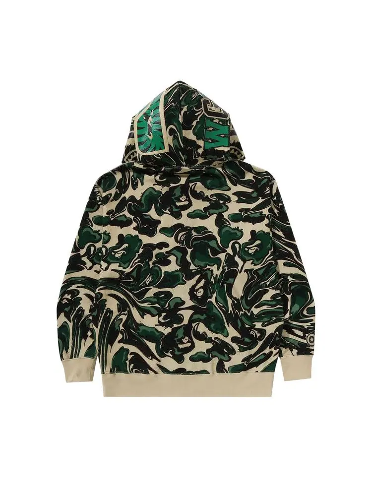 Худи BAPE Marbling Camo Shark Relaxed Fit Full Zip Hoodie — изображение 2 из 3, зеленый