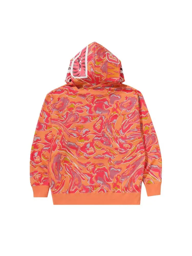 Худи BAPE Marbling Camo Shark Relaxed Fit Full Zip Hoodie — изображение 2 из 3, оранжевый