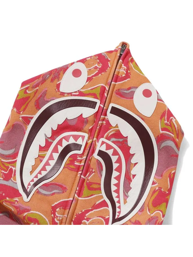 Худи BAPE Marbling Camo Shark Relaxed Fit Full Zip Hoodie — изображение 3 из 3, оранжевый