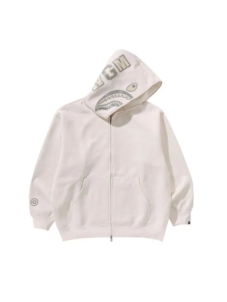Худи BAPE Line Camo Quilted Shark Relaxed Fit Full Zip Hoodie — изображение 1 из 3, белый