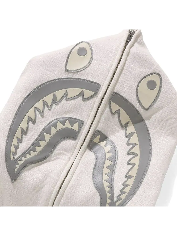 Худи BAPE Line Camo Quilted Shark Relaxed Fit Full Zip Hoodie — изображение 3 из 3, белый