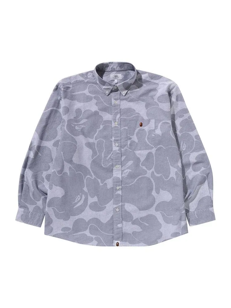 Рубашка BAPE Stripe Camo Relaxed Fit Shirt — изображение 1 из 3, серый