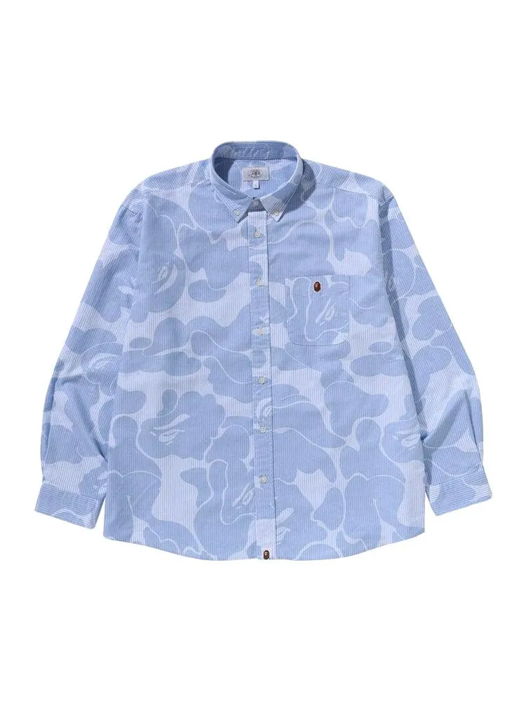Рубашка BAPE Stripe Camo Relaxed Fit Shirt, Sax — изображение 1 из 3, синий