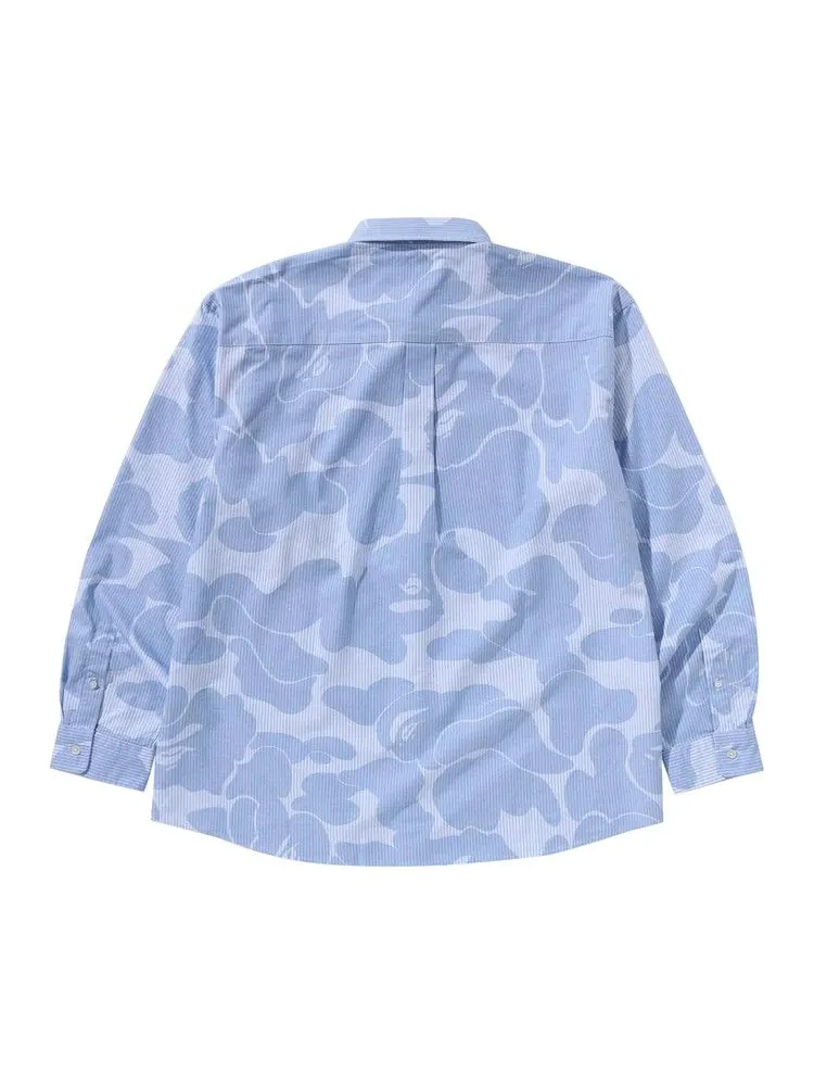 Рубашка BAPE Stripe Camo Relaxed Fit Shirt, Sax — изображение 2 из 3, синий