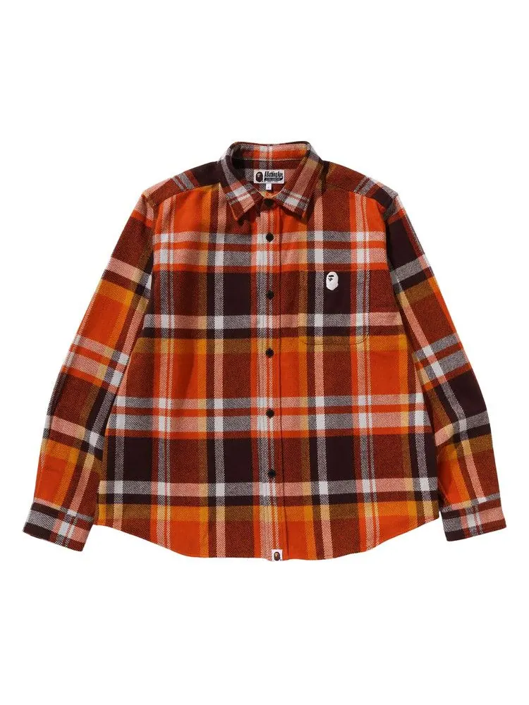 Рубашка BAPE Check Relaxed Fit Shirt — изображение 1 из 3, оранжевый