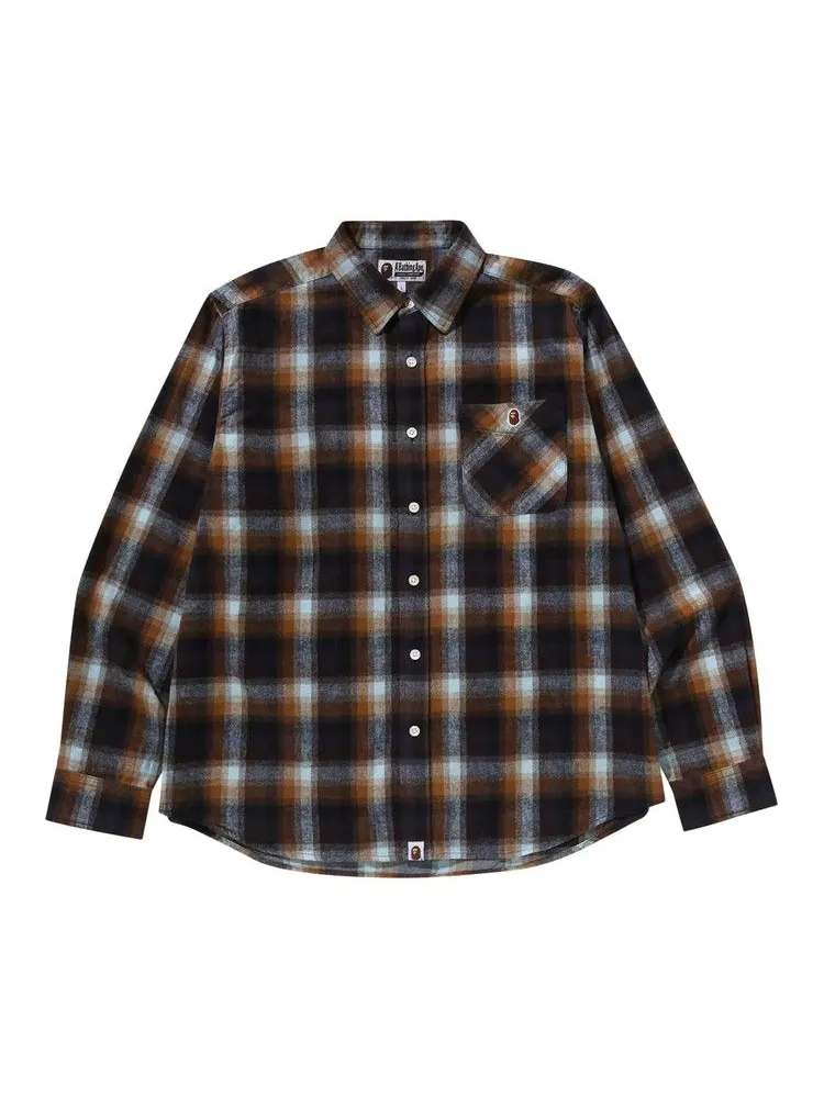 Рубашка BAPE Ape Head One Point Check Relaxed Fit Shirt — изображение 1 из 3, бежевый