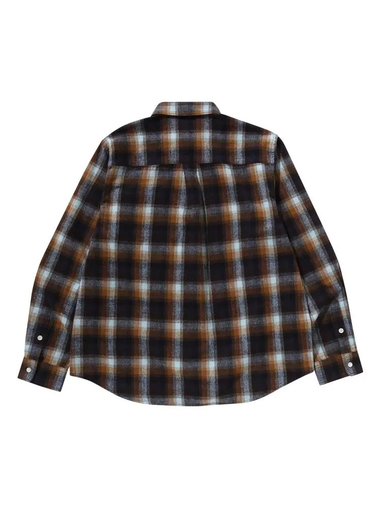 Рубашка BAPE Ape Head One Point Check Relaxed Fit Shirt — изображение 2 из 3, бежевый