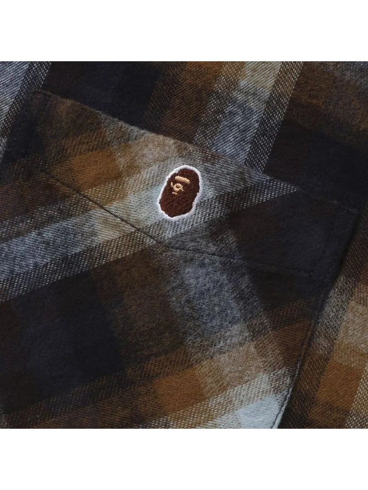 Рубашка BAPE Ape Head One Point Check Relaxed Fit Shirt — изображение 3 из 3, бежевый