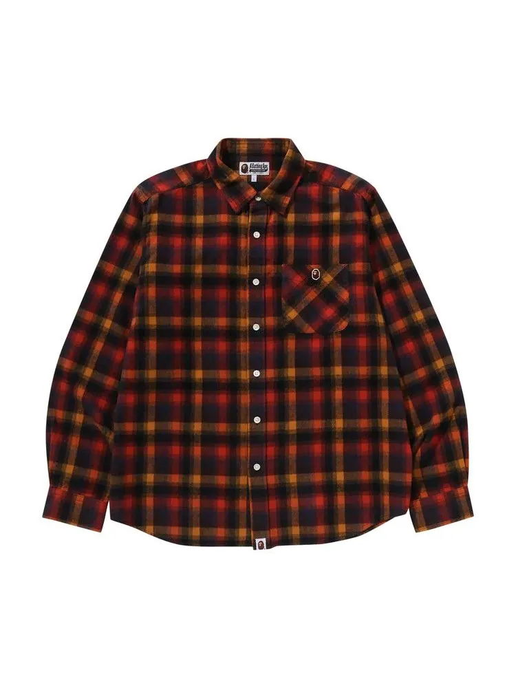Рубашка BAPE Ape Head One Point Check Relaxed Fit Shirt — изображение 1 из 3, красный