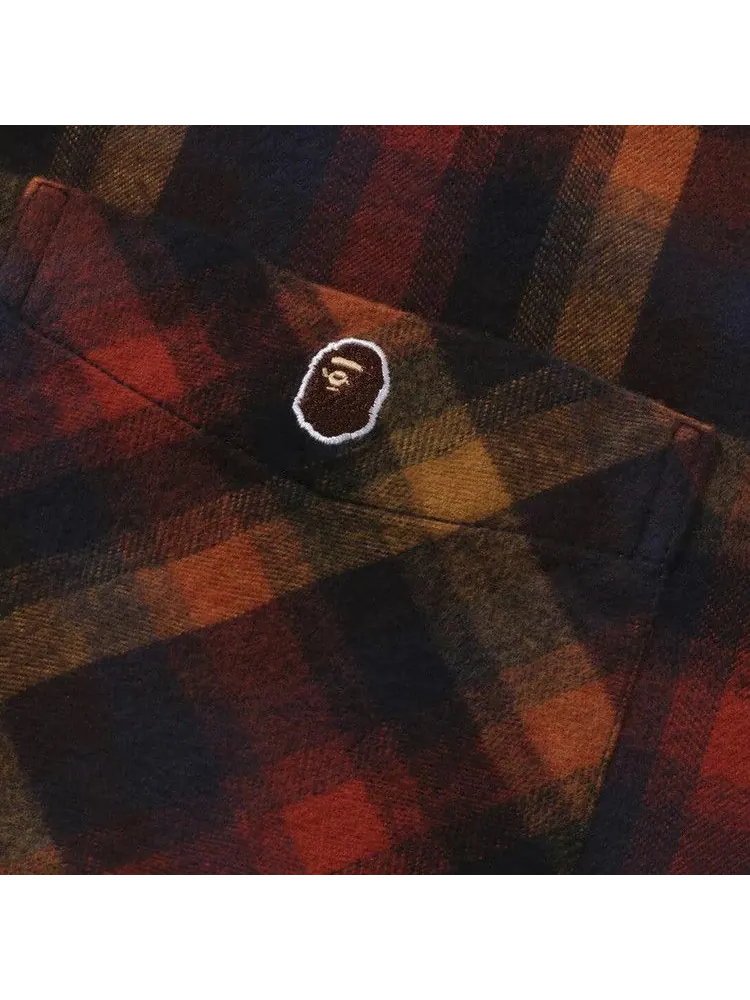 Рубашка BAPE Ape Head One Point Check Relaxed Fit Shirt — изображение 3 из 3, красный