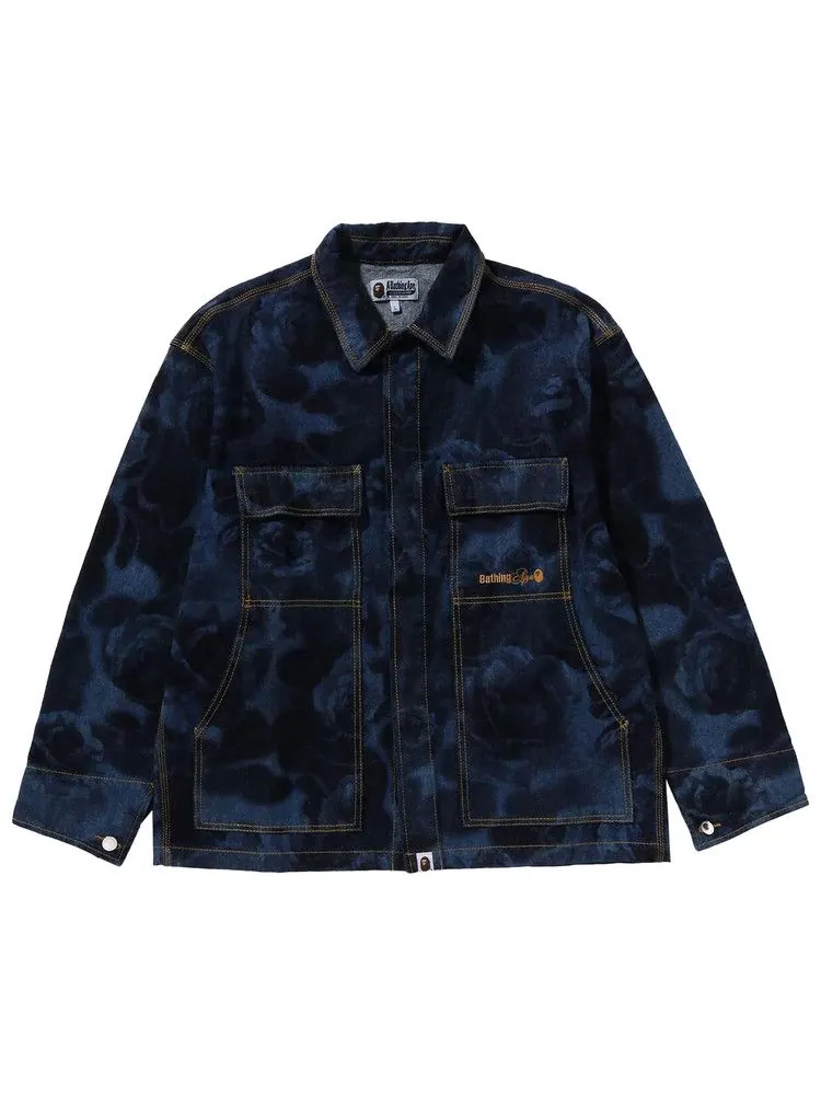 Куртка BAPE Floral Camo Jacquard 13Oz Denim Work Jacket — изображение 1 из 4, темно-синий