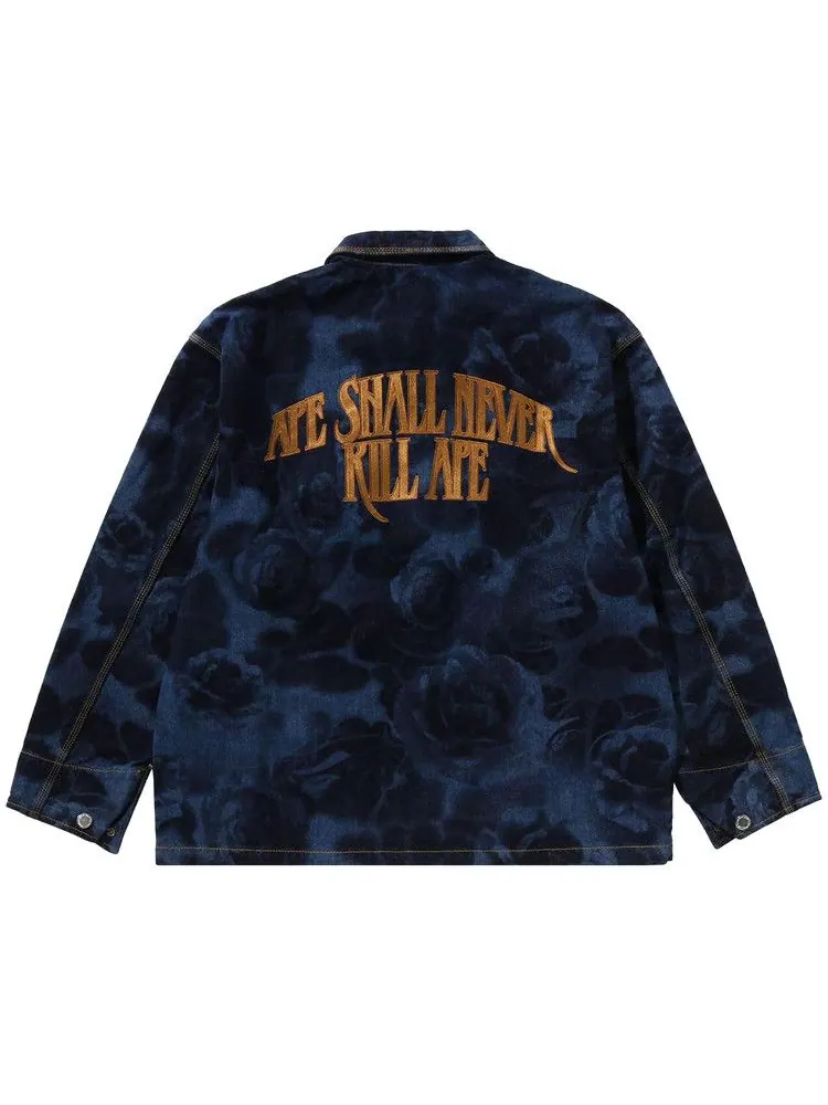 Куртка BAPE Floral Camo Jacquard 13Oz Denim Work Jacket — изображение 2 из 4, темно-синий