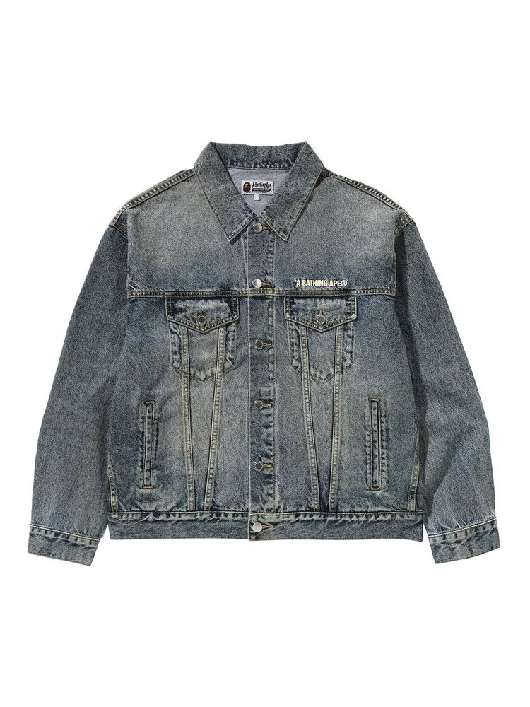 Куртка BAPE Distressed Denim Trucker Jacket — изображение 1 из 3, светлый индиго