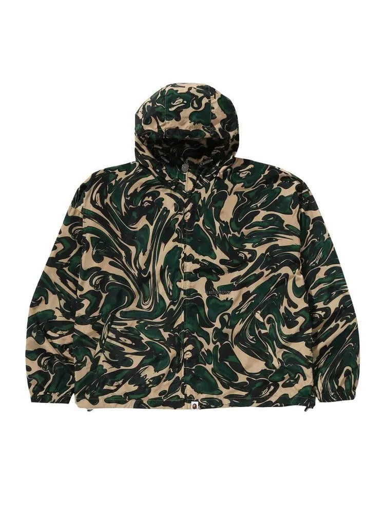 Куртка BAPE Marbling Camo Bathing Ape Logo Nylon Hooded Jacket — изображение 1 из 3, зеленый