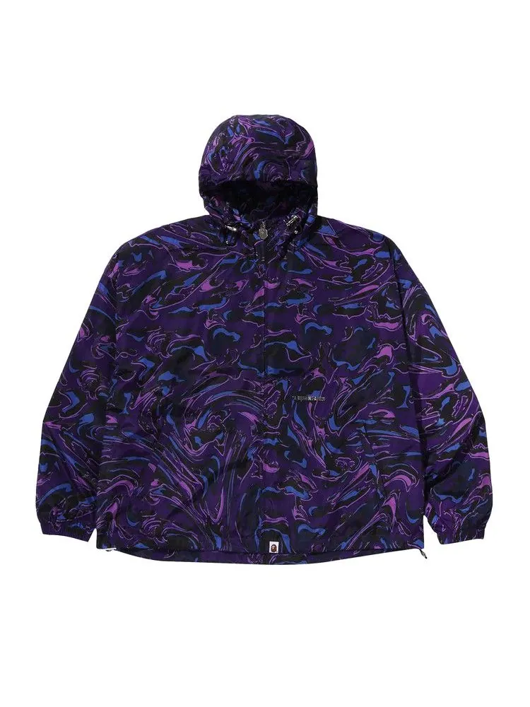 Куртка BAPE Marbling Camo Bathing Ape Logo Nylon Hooded Jacket — изображение 1 из 3, фиолетовый
