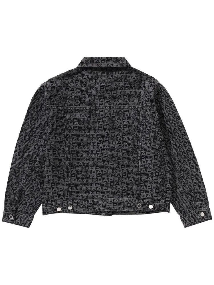 Куртка BAPE Lux Sport Pattern Jacquard Denim Trucker Jacket — изображение 2 из 3, черный