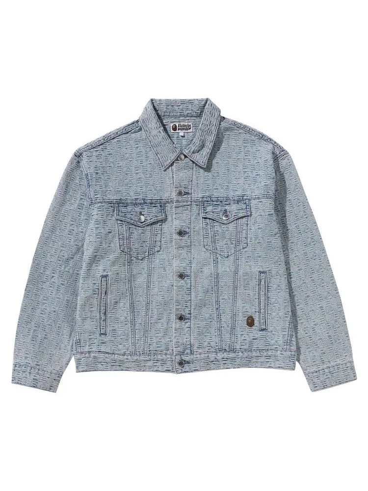 Куртка BAPE Lux Sport Pattern Jacquard Denim Trucker Jacket — изображение 1 из 3, светлый индиго