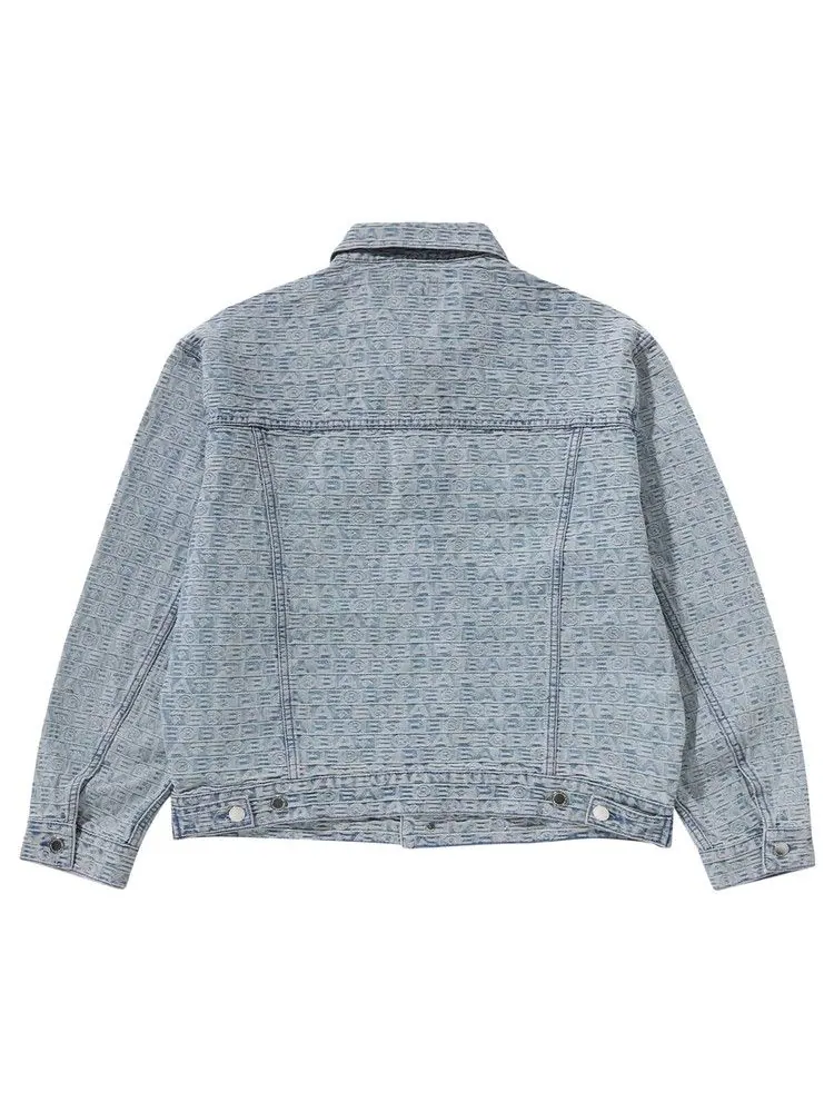 Куртка BAPE Lux Sport Pattern Jacquard Denim Trucker Jacket — изображение 2 из 3, светлый индиго