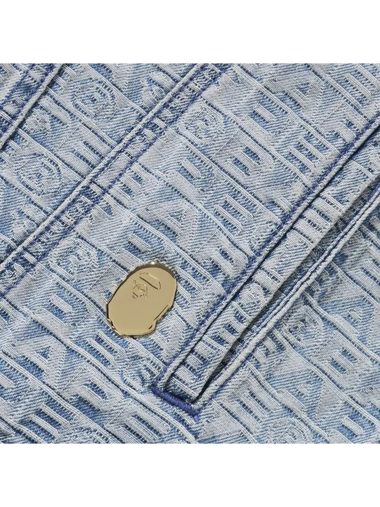 Куртка BAPE Lux Sport Pattern Jacquard Denim Trucker Jacket — изображение 3 из 3, светлый индиго