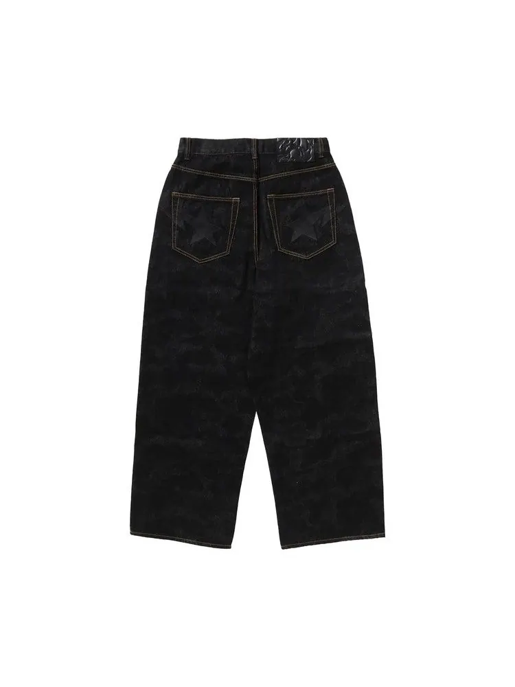 Брюки BAPE 1st Camo Destroyed Loose Fit Denim Pants — изображение 2 из 2, черный