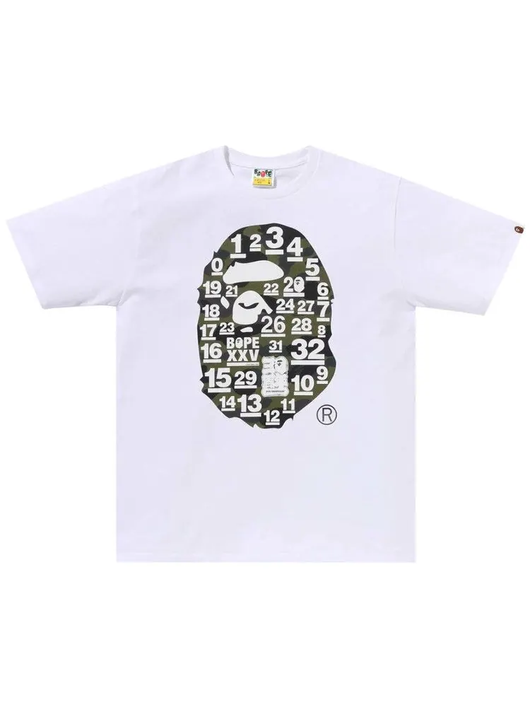 Футболка BAPE A Bathing Ape 32nd Anniversary 1st Camo Big Ape Head Tee — изображение 1 из 1, белый/зеленый