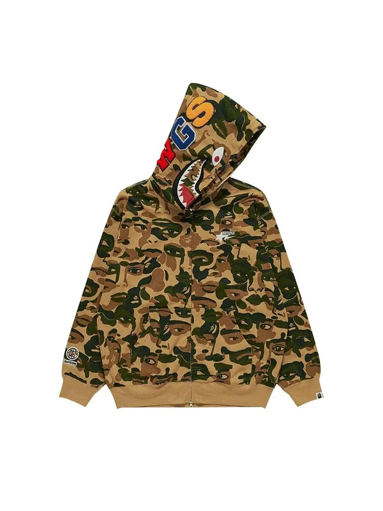 Худи BAPE x KidSuper Camo Shark Full Zip Hoodie — изображение 1 из 2, зеленый