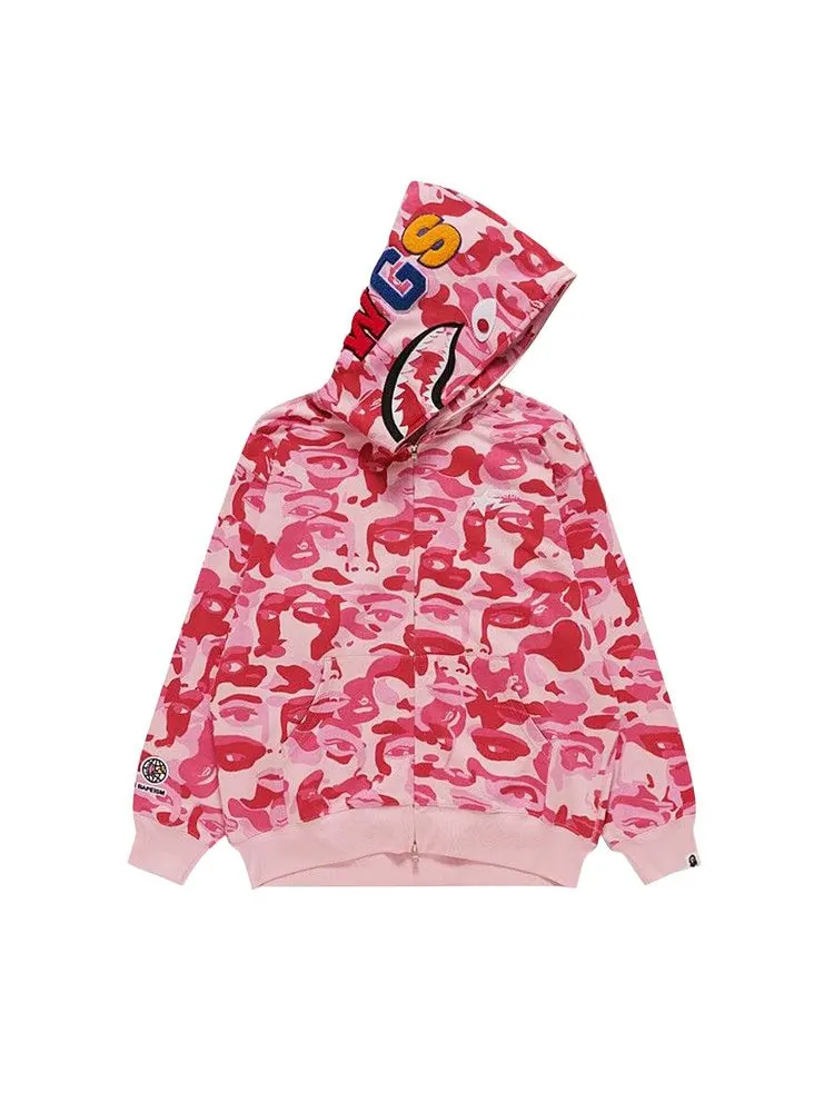 Худи BAPE x KidSuper Camo Shark Full Zip Hoodie — изображение 1 из 2, розовый