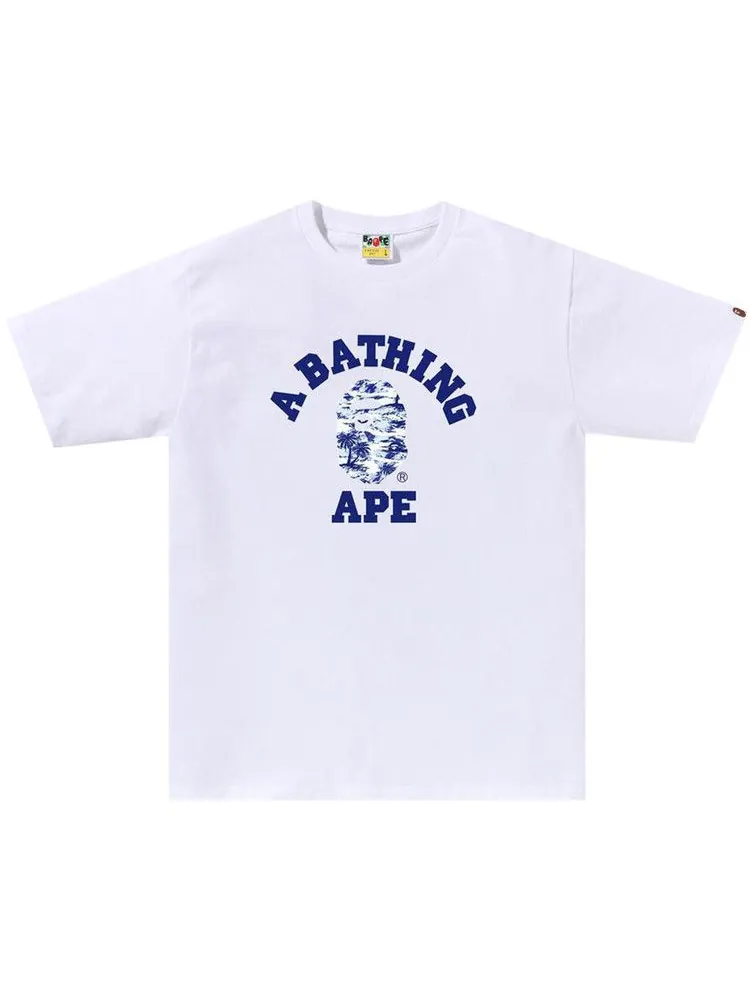 Футболка BAPE Palm Tree Camo College Tee — изображение 1 из 2, белый/синий