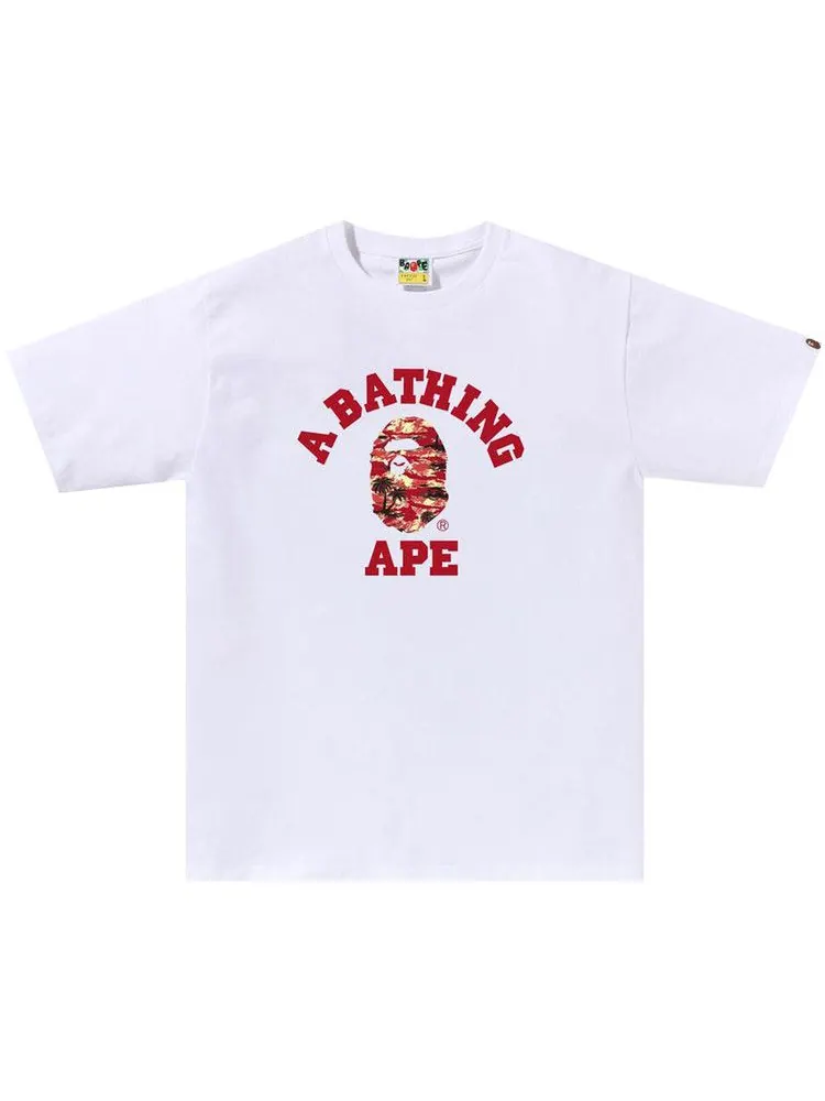 Футболка BAPE Palm Tree Camo College Tee 'White/Red' — изображение 1 из 2, белый