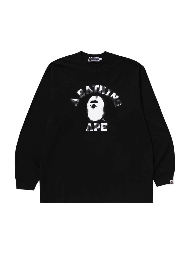 Футболка BAPE College Relaxed Fit Long-Sleeve Tee — изображение 1 из 1, черный