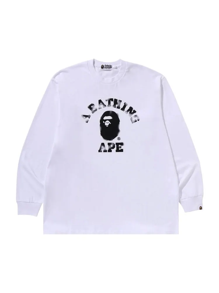 Футболка BAPE College Relaxed Fit Long-Sleeve Tee — изображение 1 из 3, белый