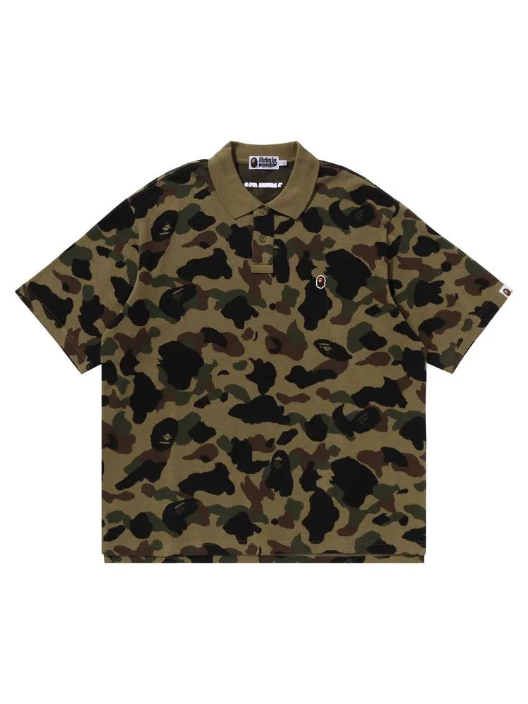 Поло BAPE 1st Camo Jacquard Relax Fit Polo Shirt — изображение 1 из 3, зеленый