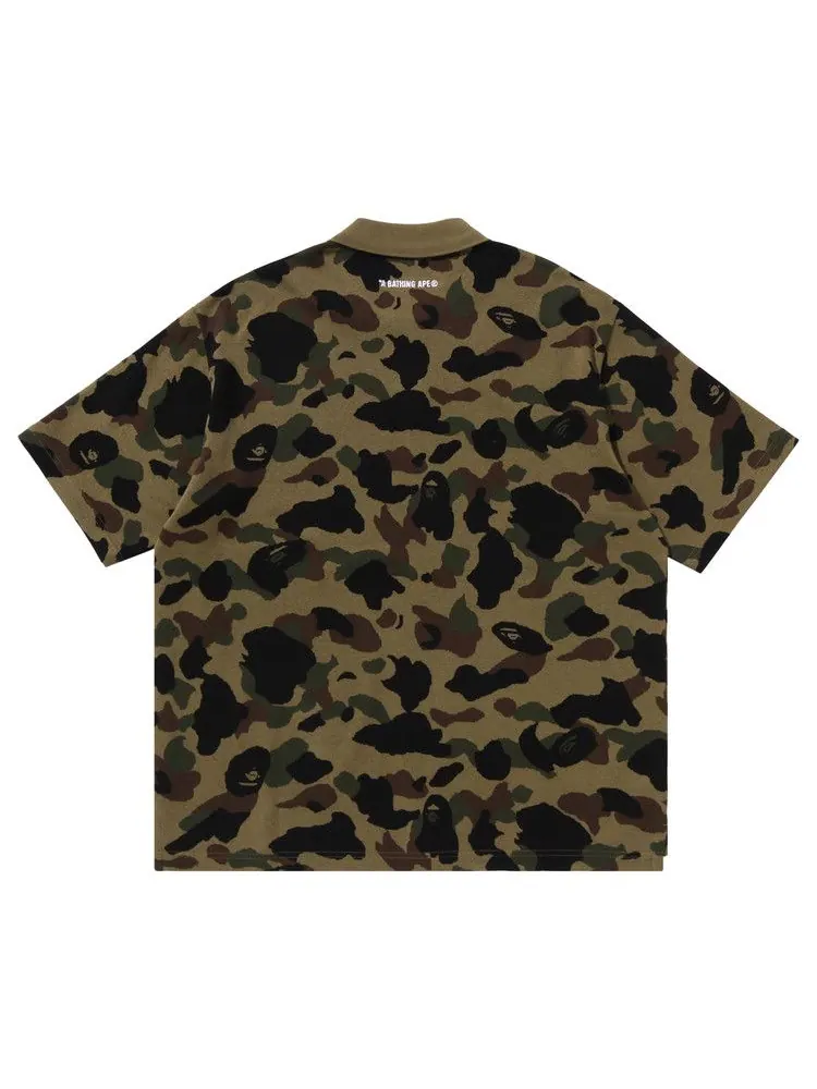 Поло BAPE 1st Camo Jacquard Relax Fit Polo Shirt — изображение 2 из 3, зеленый