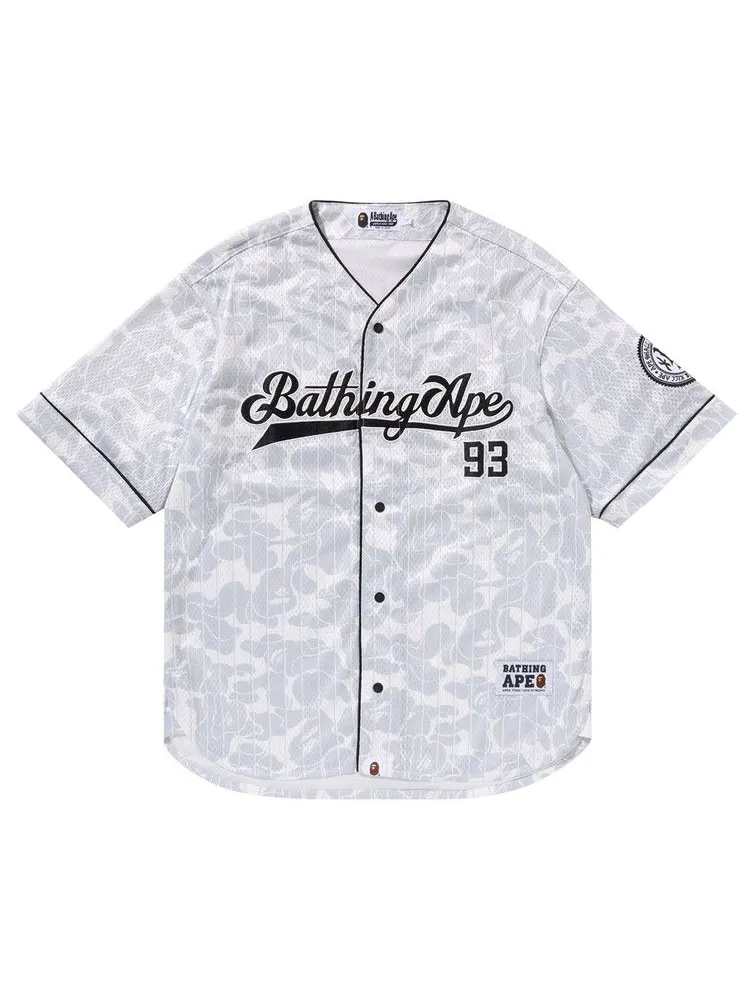 Рубашка BAPE Camo Stripe Baseball Shirt — изображение 1 из 3, серый
