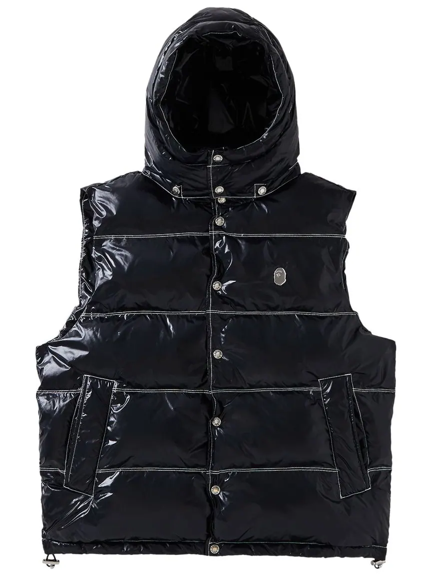 Эксклюзивная модель GOAT BAPE с нейлоновой нашивкой, свободный крой, утепленная жилетка — изображение 1 из 3, черный