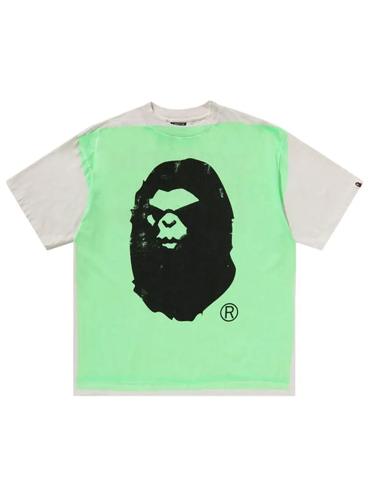Футболка BAPE x SAINT Mxxxxxx Mad Face Handprinting Tee — изображение 1 из 2, белый/зеленый