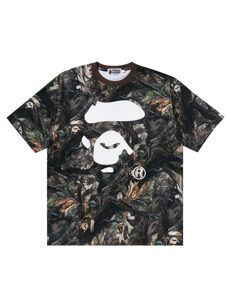 Футболка BAPE Tree Edge Camo Ape Face Relaxed Fit Tee — изображение 1 из 3, коричневый