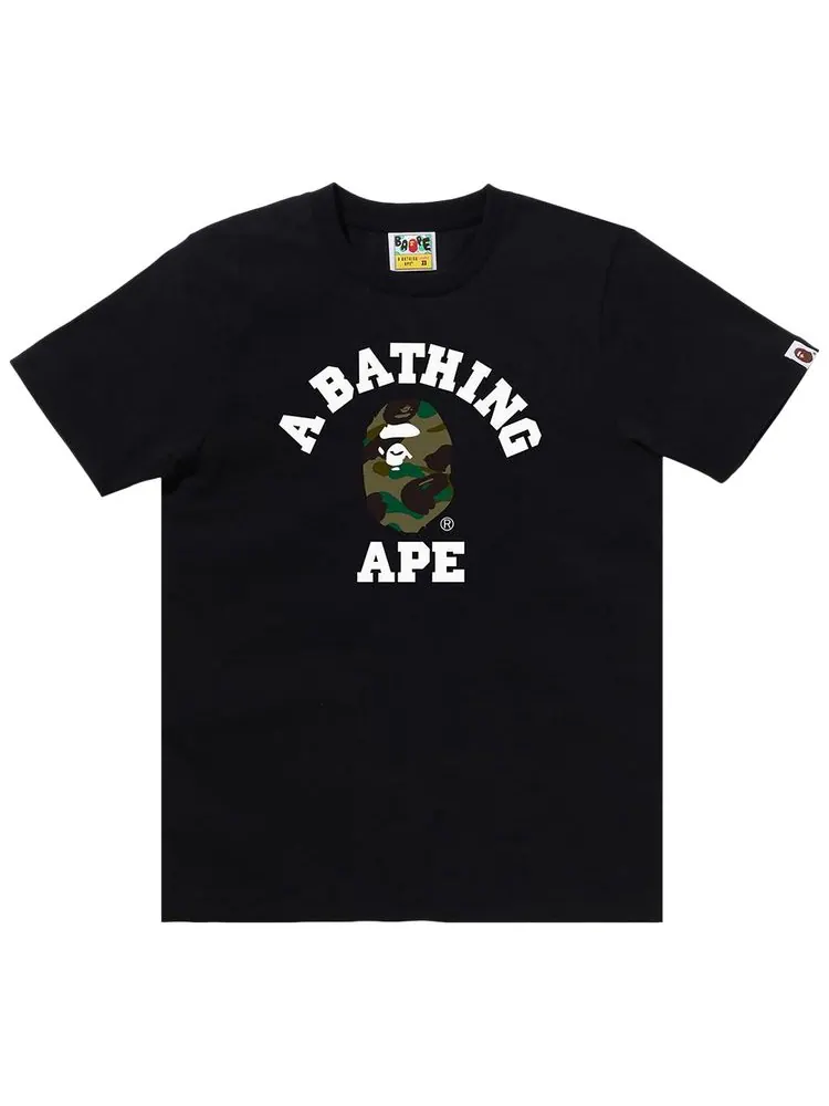 Футболка BAPE 1st Camo College Tee — изображение 1 из 1, черно-зеленая
