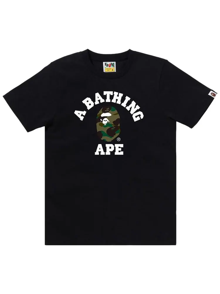 Футболка BAPE 1st Camo College Tee, черно-желтая — изображение 1 из 1, черный