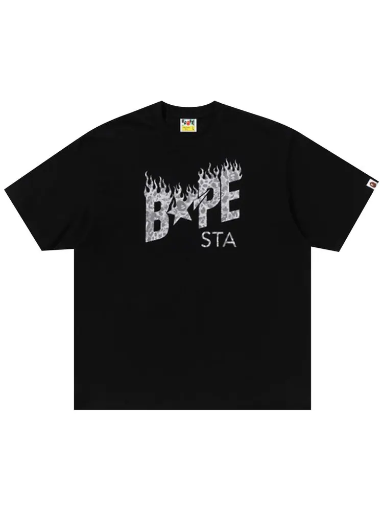 Футболка BAPE Wild Leopard Pattern BAPE Sta Logo Relaxed Fit Tee — изображение 1 из 2, черный