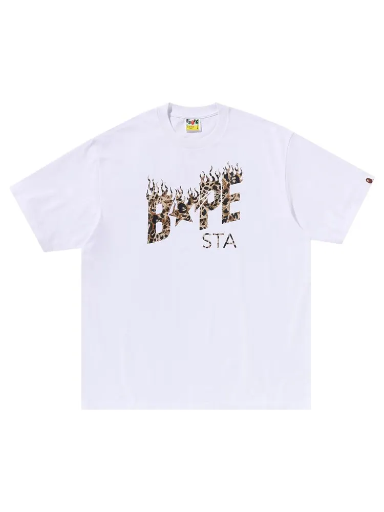 Футболка BAPE Wild Leopard Pattern BAPE Sta Logo Relaxed Fit Tee — изображение 1 из 2, белый