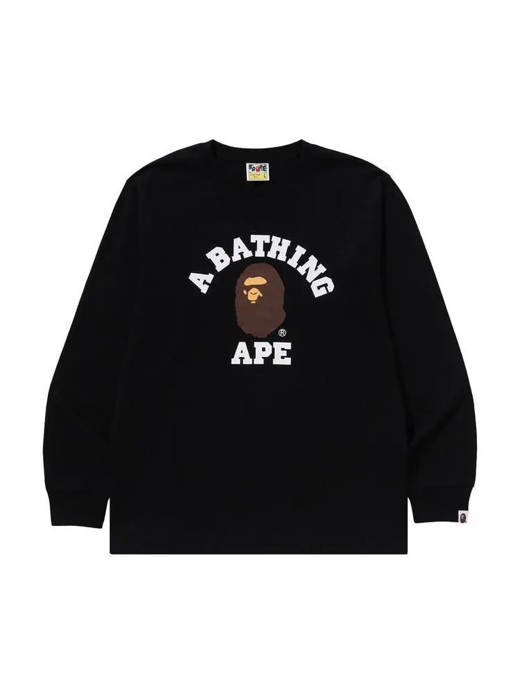 Футболка BAPE College Long-Sleeve Tee 'Black' — изображение 1 из 2, черный
