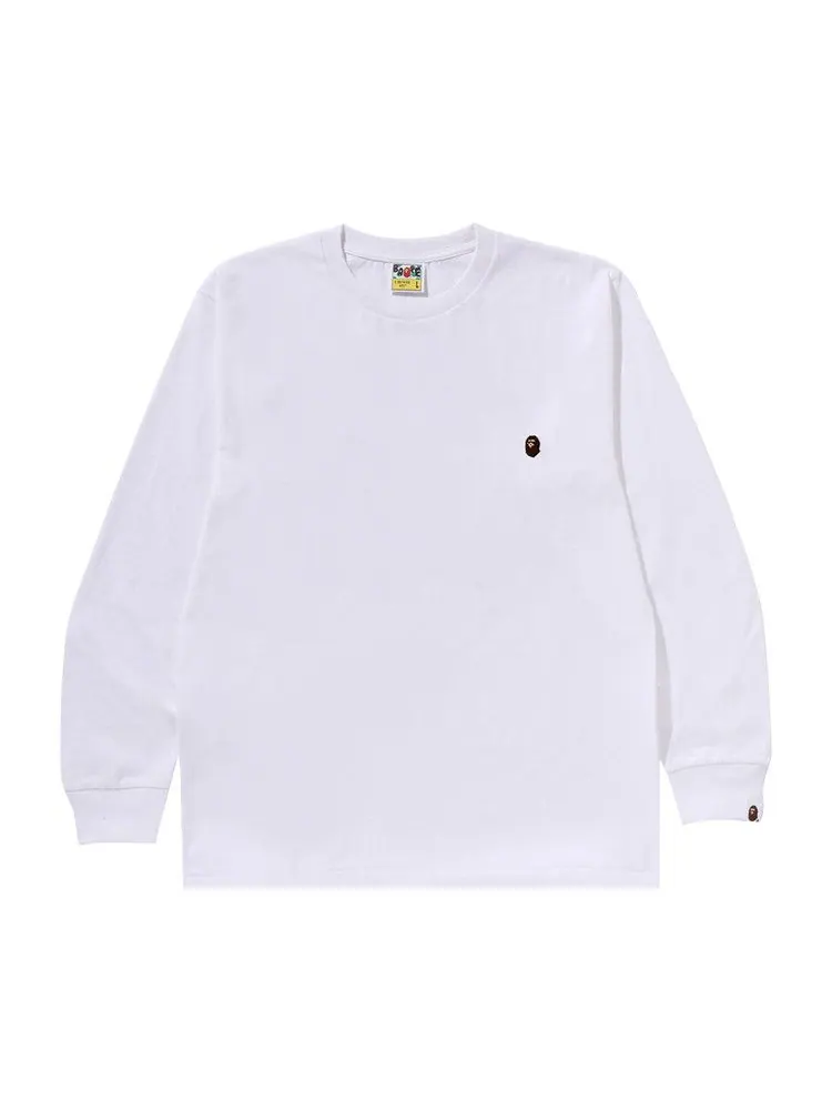 Футболка BAPE One Point Long-Sleeve Tee 'White' — изображение 1 из 2, белый